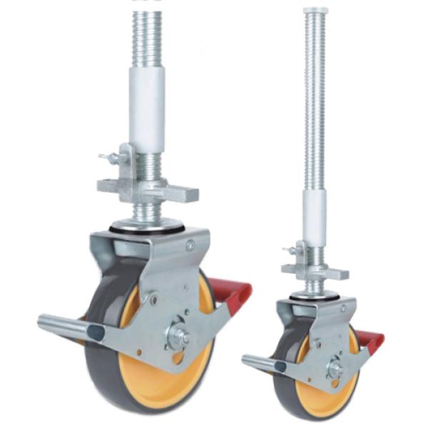 Adjustable scaffolding wheels